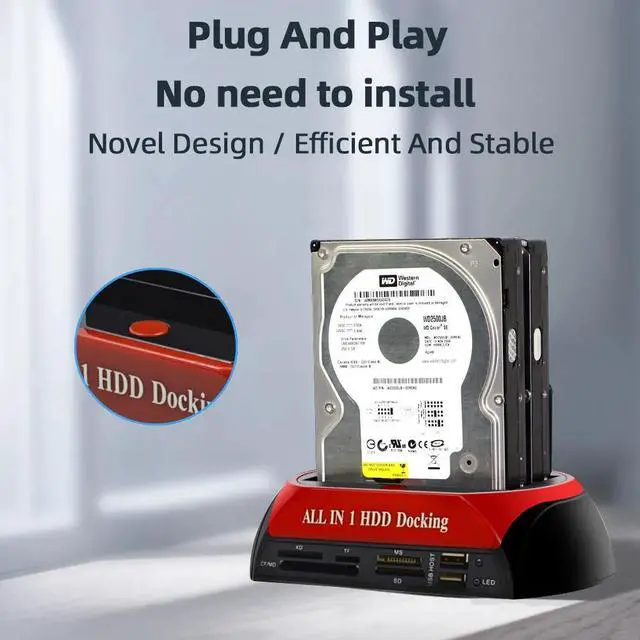 Alt view image 6 of 7 - Hannord All in 1 HDD Docking,2.5''/3.5'' SATA Multi-Function HDD Docking Station SATA Hard Disk Base USB HUB Reader