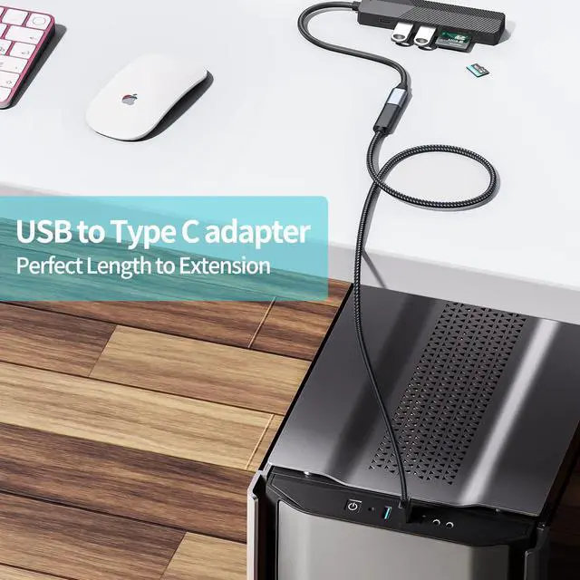 Alt view image 6 of 7 - Hannord USB C Female to USB Male Adapter USB 3.2 (1 Ft), 3A Fast Charging USB A to USB C Adapter with 10Gbps Data Transfer and Charging for Laptop, PC, Flash Disk, Quest Link, Charger