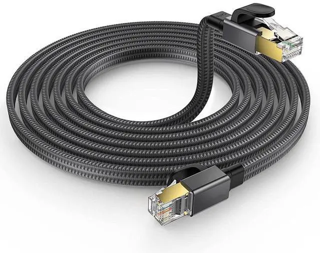 Main image of Hannord Cat 8 Ethernet Cable 15 ft, Nylon Braided High Speed Heavy Duty Network LAN Patch Cord, 40Gbps 2000Mhz SFTP RJ45 Flat Internet Cable Shielded in Wall  for Modem/Router/Gaming/PC 15 ft.