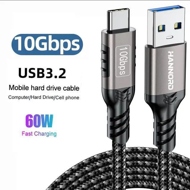 Alt view image 3 of 7 - Hannord USB C Cable 3.3ft, USB-A to USB-C Cable USB 3.2 Gen2 10Gbps Data Charger Cord for Samsung Galaxy Android Auto USB Cord and iPhone 15/15 Pro, Nylon Braided.