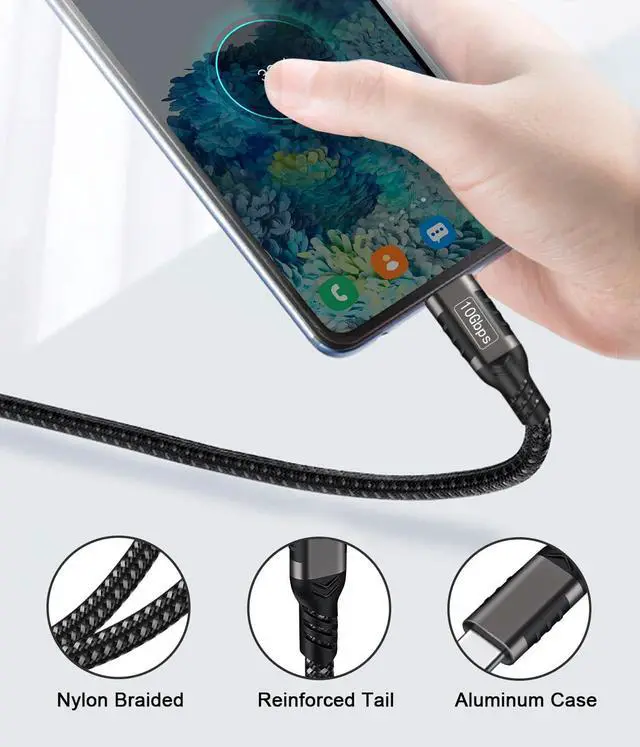 Alt view image 6 of 7 - Hannord USB C Cable 3.3ft, USB-A to USB-C Cable USB 3.2 Gen2 10Gbps Data Charger Cord for Samsung Galaxy Android Auto USB Cord and iPhone 15/15 Pro, Nylon Braided.