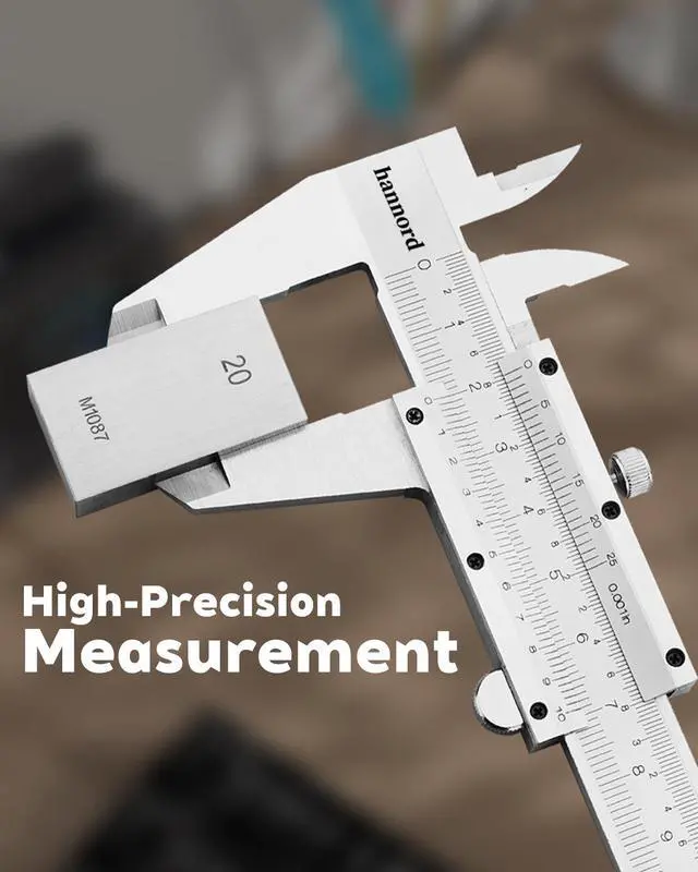 Alt view image 2 of 5 - Hannord 6 inch Vernier Caliper,Stainless Steel Caliper Measuring Tool, 0-6inch/0-150mm Manual Micrometer, 0.001inch/0.02mm,for Inside,Outside,Depth and Step Measurements