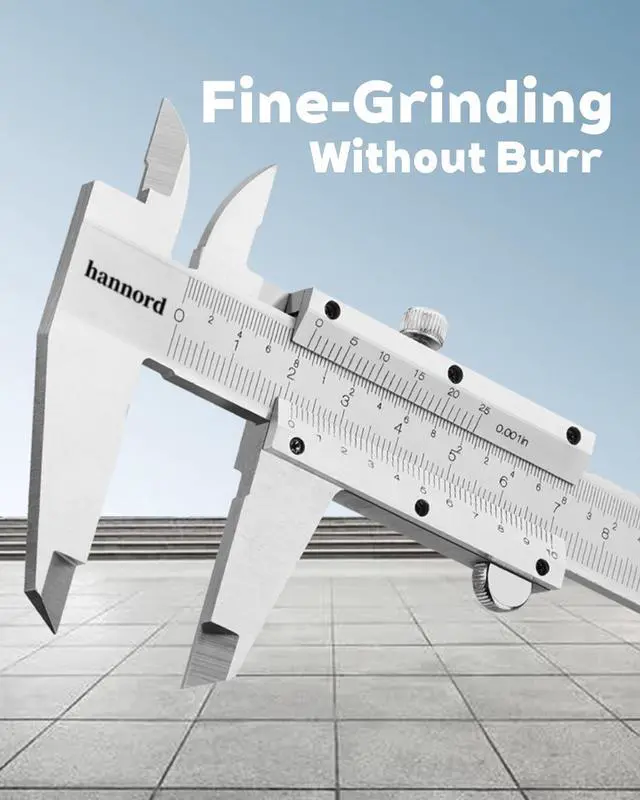 Alt view image 3 of 5 - Hannord 6 inch Vernier Caliper,Stainless Steel Caliper Measuring Tool, 0-6inch/0-150mm Manual Micrometer, 0.001inch/0.02mm,for Inside,Outside,Depth and Step Measurements