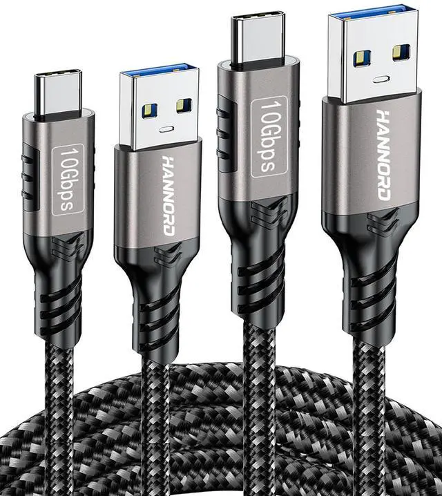 Main image of Hannord USB C Cable, USB-A to USB-C Cable USB 3.2 Gen2 10Gbps Data Charger Cord for Samsung Galaxy Android Auto USB Cord and iPhone 15/15 Pro, Nylon Braided. 10 Feet 2 Pack
