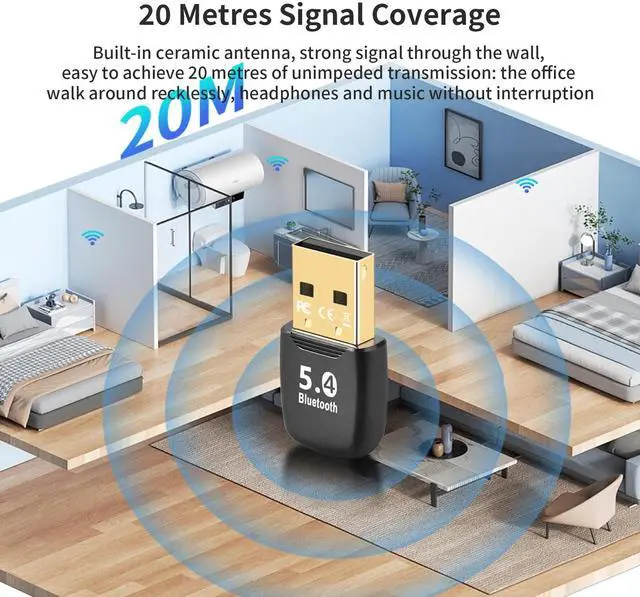 Alt view image 5 of 7 - Hannord Bluetooth Adapter, Universal USB Receiver,Bluetooth Adapter, Bluetooth 5.4 Dongle Receiver, Plug and Play, Supports  EDR & BLE for Windows 11/10/8.1/7 for Desktop, Laptop