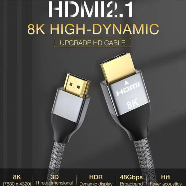 Alt view image 4 of 6 - Hannord HDMI 2.1 Cables 3.3FT, Certified HDMI Ultra High Speed Cord 8K@60HZ, 4K@120HZ, 48Gbps eARC HDR10 HDCP 2.2 & 2.3, Compatible with Laptop Monitor TV Projector