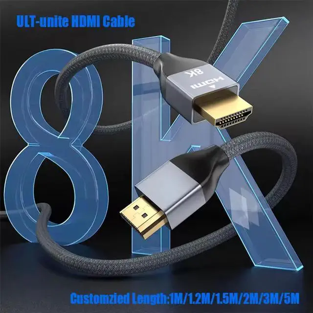 Alt view image 3 of 6 - Hannord HDMI 2.1 Cables 3.3FT, Certified HDMI Ultra High Speed Cord 8K@60HZ, 4K@120HZ, 48Gbps eARC HDR10 HDCP 2.2 & 2.3, Compatible with Laptop Monitor TV Projector