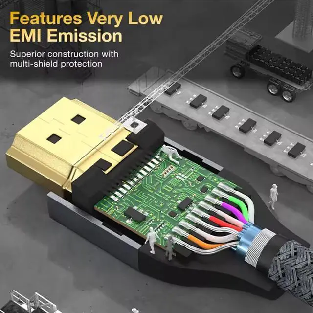 Alt view image 6 of 6 - Hannord HDMI 2.1 Cables 3.3FT, Certified HDMI Ultra High Speed Cord 8K@60HZ, 4K@120HZ, 48Gbps eARC HDR10 HDCP 2.2 & 2.3, Compatible with Laptop Monitor TV Projector
