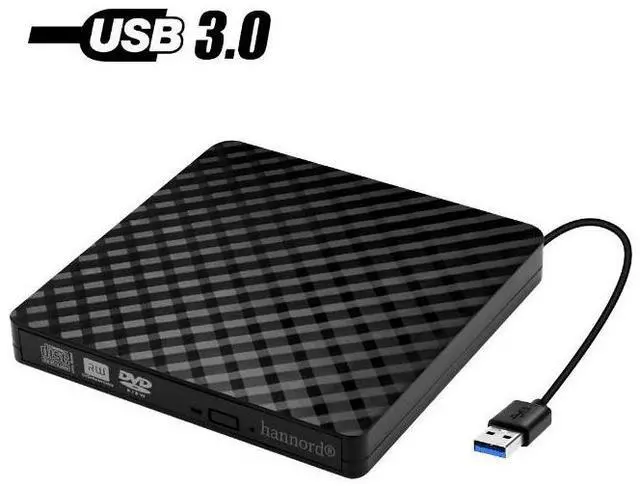Main image of Hannord External CD Drive, Hannord Portable high-speed USB 3.0 Portable CD/DVD +/-RW Drive DVD/CD ROM Rewriter Burner Compatible with Laptop Desktop PC Windows Linux Mac