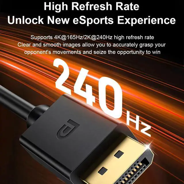 Alt view image 5 of 6 - Hannord 8K DisplayPort Cable 1.4, 3.3ft DP Cord UHD (8K@60Hz, 4K@144Hz, 2K@240Hz) DP Male to Male Video Cable, HBR3 32.4Gbps, HDR, HDCP 2.2, FreeSync G-Sync, Display Port for Gaming Monitor, Graphics