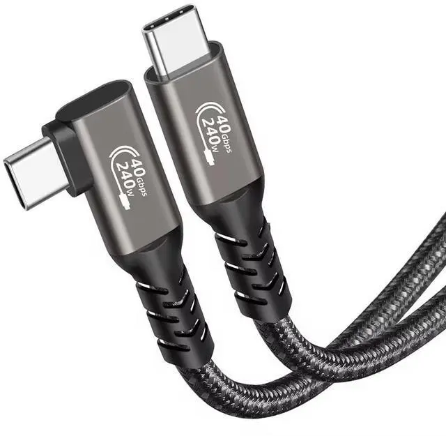 Main image of Hannord Right Angle USB C to USB C Cable, 40Gbps USB4 Type C Cable, 8K@60Hz, 240W PD 3.1 Fast Charging, Compatible with Thunderbolt 4/3, MacBook Pro, iPhone 17/16/15, iPad Pro, Docking Station, 1.64FT