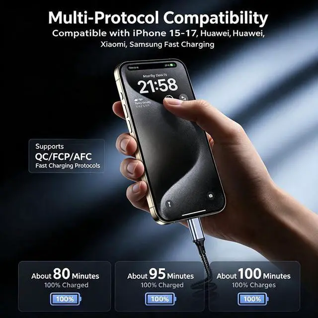 Alt view image 2 of 7 - Hannord Coiled USB C Cable for Car, Retractable Nylon Braided Type C Coiled Cable Fast Charging, USB C Car Charger Cord for iPhone 17 16 15, Samsung Galaxy S25 S24 S23 Ultra, Pixel 10 9, Silver, 3.3Ft