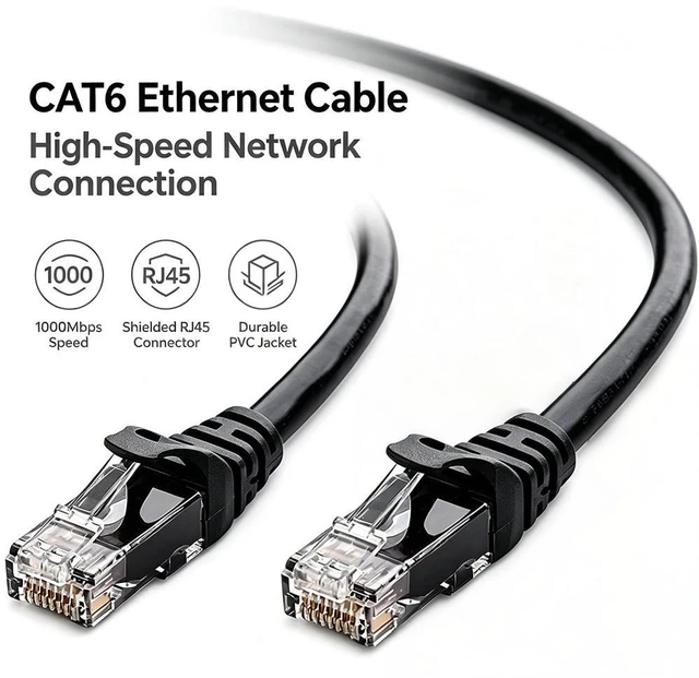 Main image of Hannord 10Gbps Cat 6 Ethernet Cable, 26 AWG Bare Copper, Durable RJ45, PoE++, 1000Mbps 250MHz High Speed, Anti-interference Ethernet Cord Compatible for PC PS5 PS4 PS3 Xbox Smart TV Route, Black,3.3ft