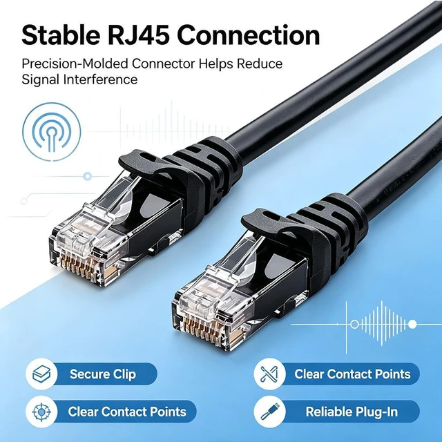 Alt view image 3 of 6 - Hannord 10Gbps Cat 6 Ethernet Cable, 26 AWG Bare Copper, Durable RJ45, PoE++, 1000Mbps 250MHz High Speed, Anti-interference Ethernet Cord Compatible for PC PS5 PS4 PS3 Xbox Smart TV Route, Black,3.3ft