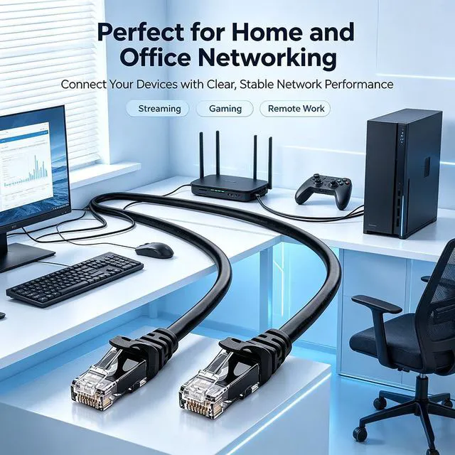 Alt view image 4 of 6 - Hannord 10Gbps Cat 6 Ethernet Cable, 26 AWG Bare Copper, Durable RJ45, PoE++, 1000Mbps 250MHz High Speed, Anti-interference Ethernet Cord Compatible for PC PS5 PS4 PS3 Xbox Smart TV Route, Black,3.3ft