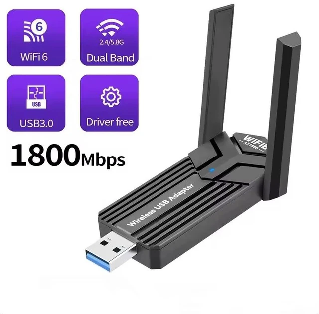 Main image of Hannord AX1800 USB WiFi 6 Adapter for Desktop PC, 802.11ax Dual Band 1800Mbps Wireless Network Adapter, USB 3.0, Driver-Free, Dual Antenna, WPA3, MU-MIMO, Supports Windows 11/10