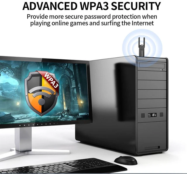 Alt view image 2 of 6 - Hannord AX1800 USB WiFi 6 Adapter for Desktop PC, 802.11ax Dual Band 1800Mbps Wireless Network Adapter, USB 3.0, Driver-Free, Dual Antenna, WPA3, MU-MIMO, Supports Windows 11/10