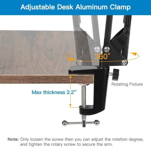 Alt view image 5 of 7 - Webcam Stand - 14 Inch Suspension Scissor Durable Bracket with Aluminum Desk Clamp Mount - Built-in 1/4" Screw for Logitech Webcam C930e,C930,C920, C922x,C922, Brio 4K, C925e,C615