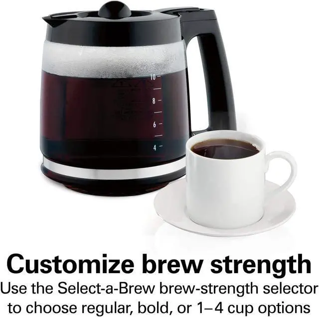 Alt view image 4 of 7 - Programmable Coffee Maker, 12 Cups, Front Access Easy Fill, Pause & Serve, 3 Brewing Options, Black