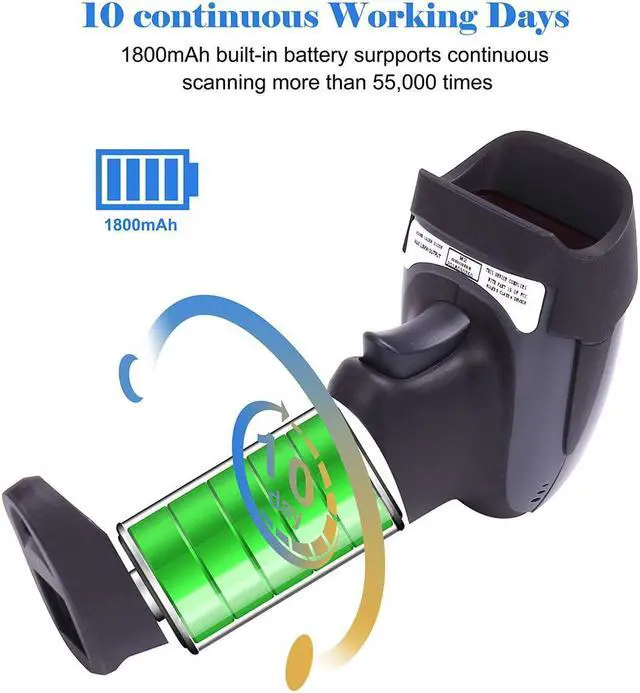 Alt view image 3 of 7 - Wireless Handheld Barcode Scanner 2-in-1 Wired Bar Code Reader 2.4GHz Wireless & USB 2.0 Wired Handheld Bar Code Scanner 1D Laser Barcode Reader for POS PC Laptop and Computer