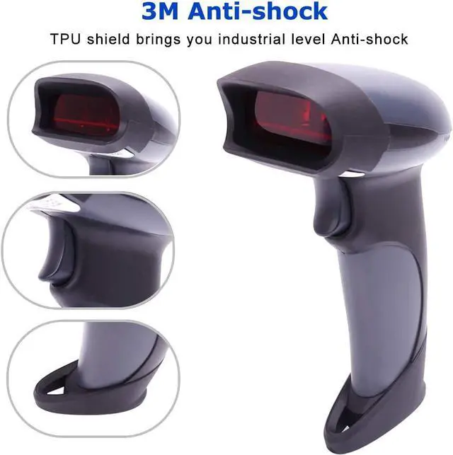 Alt view image 2 of 7 - Wireless Handheld Barcode Scanner 2-in-1 Wired Bar Code Reader 2.4GHz Wireless & USB 2.0 Wired Handheld Bar Code Scanner 1D Laser Barcode Reader for POS PC Laptop and Computer