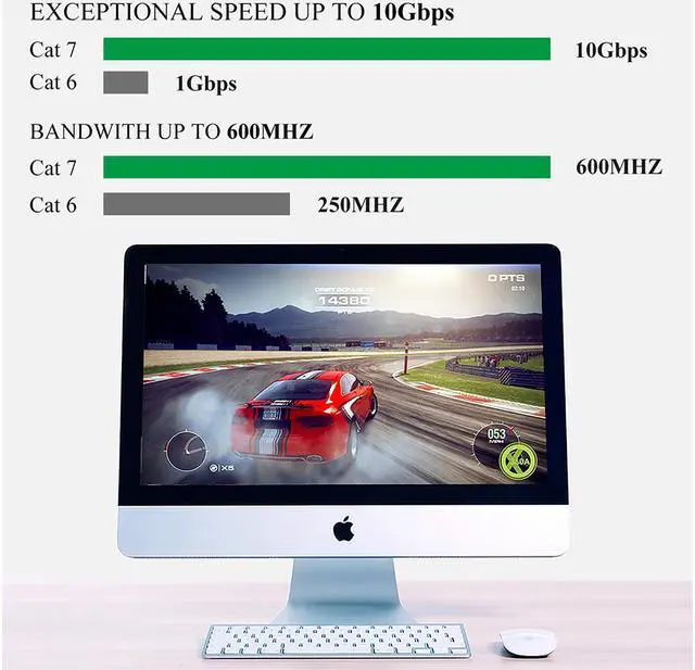 Alt view image 5 of 7 - CAT 7 Ethernet Cable 150 ft Black Flat Gigabit RJ45 LAN Wire High-Speed Patch Cord with Clips for Gaming, Switch, Modem, Router, Coupler