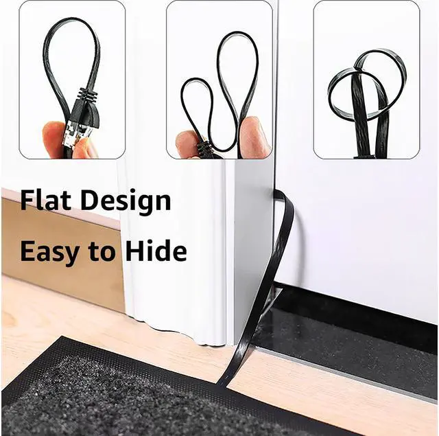 Alt view image 5 of 7 - Cat 6 Ethernet Cable 100 ft Black Long Internet Network Cable High Speed Flat LAN Cable RJ45 Cord for Gaming Switch Modem Router Coupler
