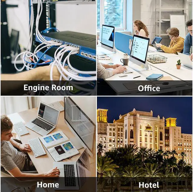 Alt view image 7 of 7 - Cat 6 Ethernet Cable 100 ft Black Long Internet Network Cable High Speed Flat LAN Cable RJ45 Cord for Gaming Switch Modem Router Coupler