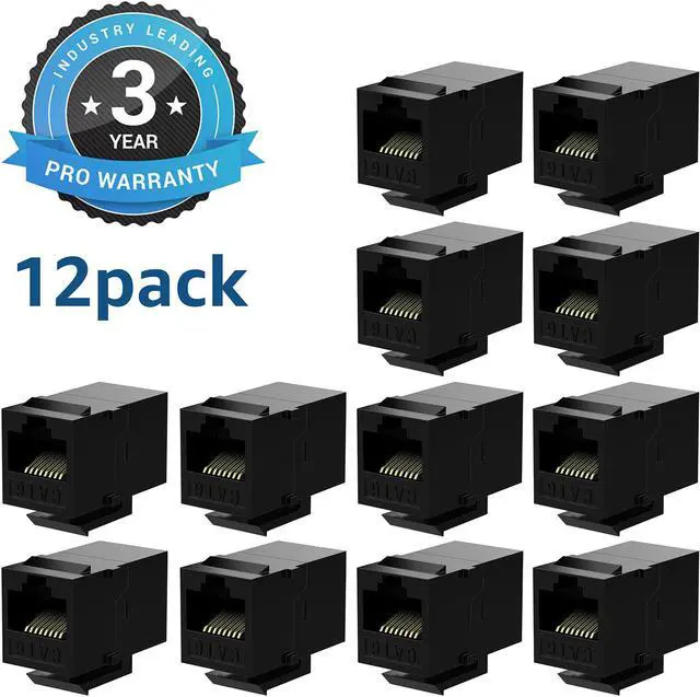 Main image of Rj45 Coupler Cat6 Keystone Jack Inline Coupler Female to Female Insert Coupler 12 Pack Black giyqxHw