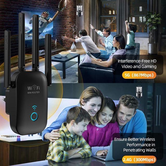 Alt view image 5 of 7 - WiFi Extender 1200Mbps,WiFi Booster 2.4 & 5GHz Dual Band,WiFi Extender with Ethernet Port, WiFi Extenders Signal Booster for Home, 360 Degree Wireless Network Signal Coverage Easy Set Up