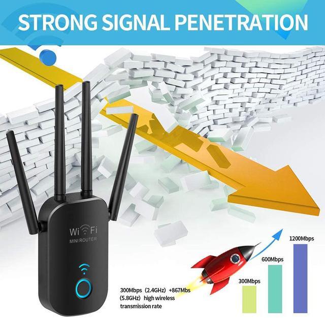 Alt view image 4 of 7 - WiFi Extender 1200Mbps,WiFi Booster 2.4 & 5GHz Dual Band,WiFi Extender with Ethernet Port, WiFi Extenders Signal Booster for Home, 360 Degree Wireless Network Signal Coverage Easy Set Up