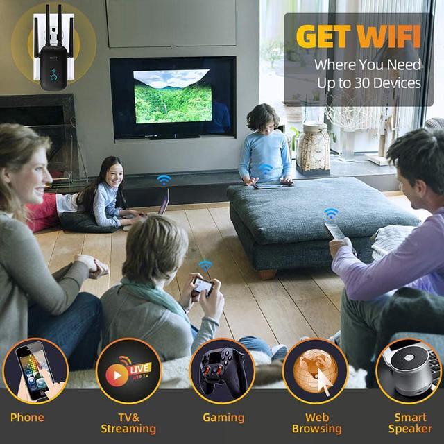 Alt view image 6 of 7 - WiFi Extender 1200Mbps,WiFi Booster 2.4 & 5GHz Dual Band,WiFi Extender with Ethernet Port, WiFi Extenders Signal Booster for Home, 360 Degree Wireless Network Signal Coverage Easy Set Up