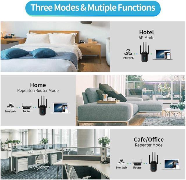 Alt view image 2 of 7 - WiFi Extender 1200Mbps,WiFi Booster 2.4 & 5GHz Dual Band,WiFi Extender with Ethernet Port, WiFi Extenders Signal Booster for Home, 360 Degree Wireless Network Signal Coverage Easy Set Up