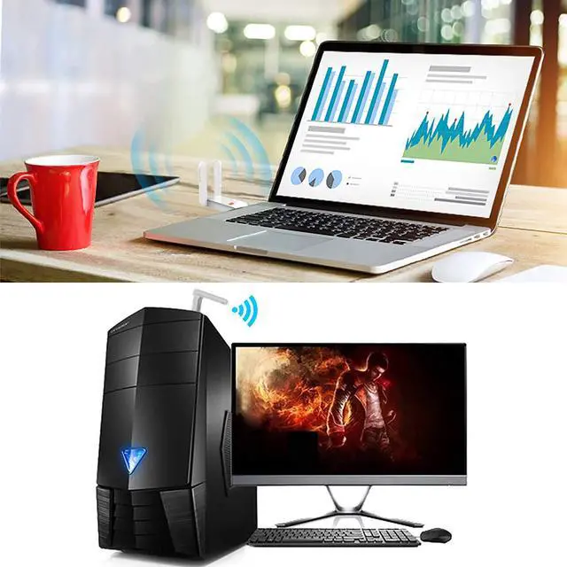 Alt view image 5 of 6 - USB WiFi Adapter 600Mbps Wireless Internet Adapter USB 2.0 WiFi Dongle for PC 802.11AC with 3dBi High Gain Antenna Support Linux Mac OS 10.15 Windows 10/8.1/8/7/ XP System, Easy to Use