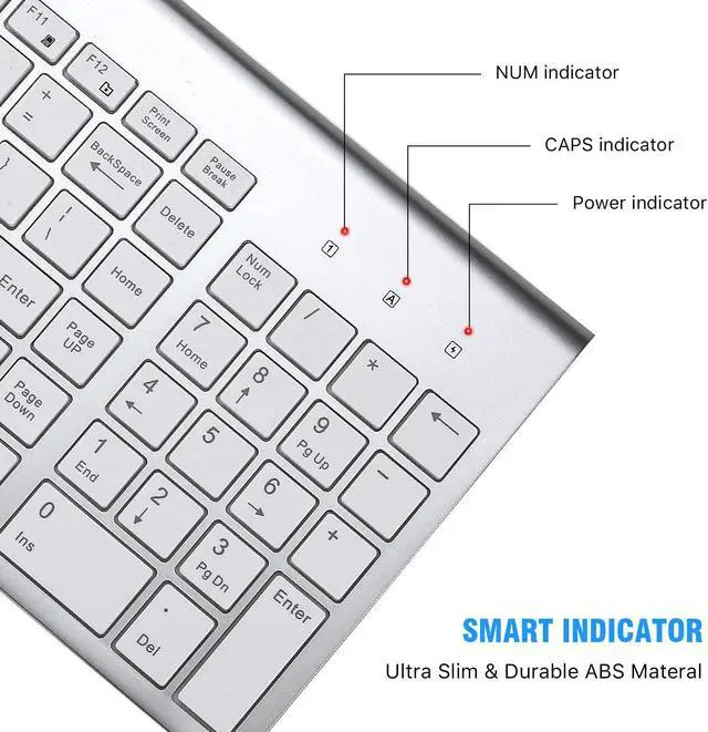 Alt view image 5 of 7 - Wireless Keyboard Mouse Combo, Cimetech Compact Full Size Wireless Keyboard and Mouse Set 2.4G Ultra-Thin Sleek Design for Windows, Computer, Desktop, PC, Notebook, Laptop – Silver
