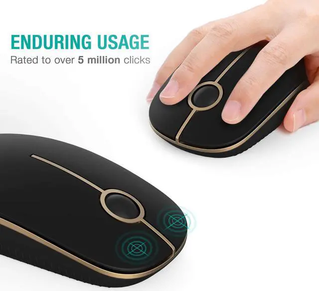 Alt view image 5 of 6 - Jelly Comb 2.4G Slim Wireless Mouse with Nano Receiver, Less Noise, Portable Mobile Optical Mice for Notebook, PC, Laptop, Computer, MacBook MS001 (Black and Silver)