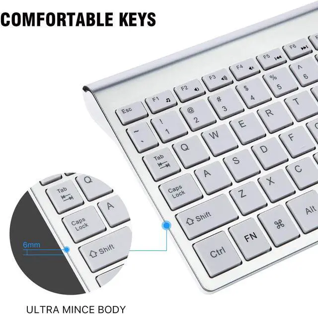 Alt view image 7 of 7 - Wireless Keyboard Mouse Combo, Cimetech Compact Full Size Wireless Keyboard and Mouse Set 2.4G Ultra-Thin Sleek Design for Windows, Computer, Desktop, PC, Notebook, Laptop – Silver