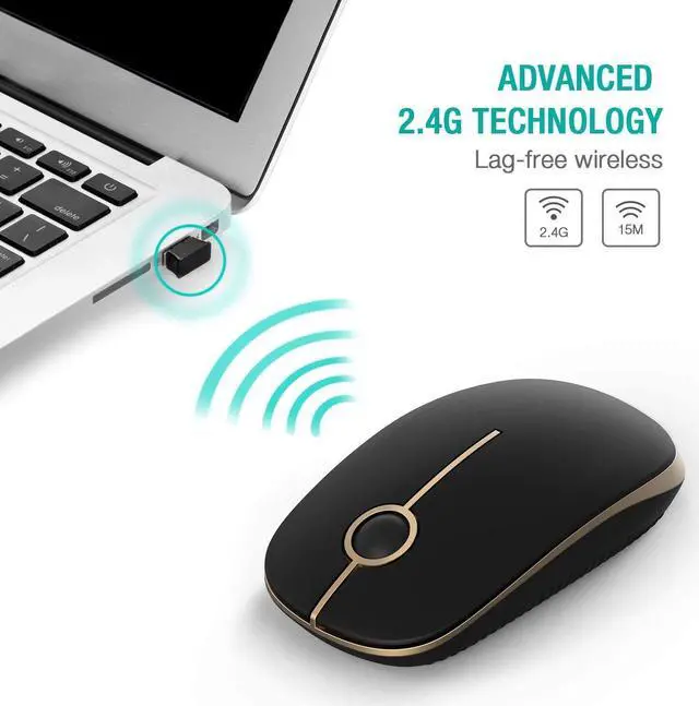 Alt view image 6 of 6 - Jelly Comb 2.4G Slim Wireless Mouse with Nano Receiver, Less Noise, Portable Mobile Optical Mice for Notebook, PC, Laptop, Computer, MacBook MS001 (Black and Silver)