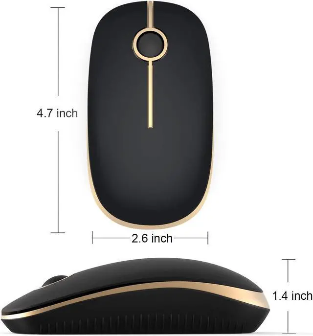 Alt view image 4 of 6 - Jelly Comb 2.4G Slim Wireless Mouse with Nano Receiver, Less Noise, Portable Mobile Optical Mice for Notebook, PC, Laptop, Computer, MacBook MS001 (Black and Silver)