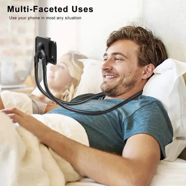 Alt view image 5 of 7 - B-Land Cell Phone Holder, Universal Mobile Phone Stand, Lazy Bracket, DIY Flexible Mount Stand with Multiple Function (Black)