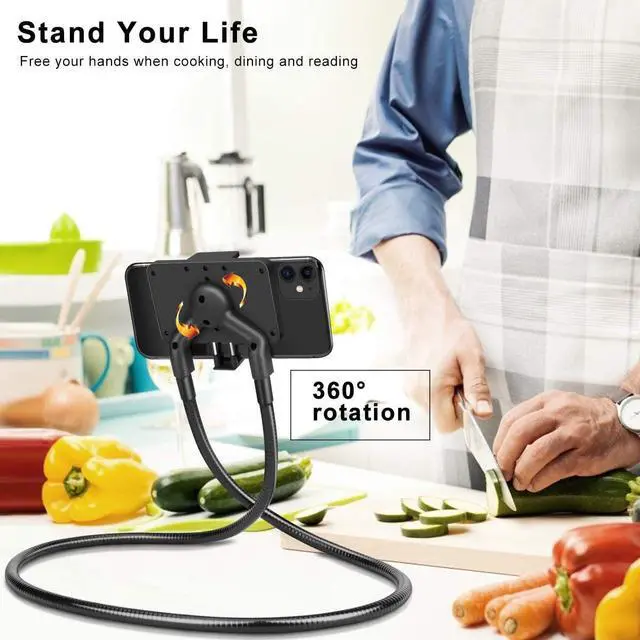 Alt view image 2 of 7 - B-Land Cell Phone Holder, Universal Mobile Phone Stand, Lazy Bracket, DIY Flexible Mount Stand with Multiple Function (Black)