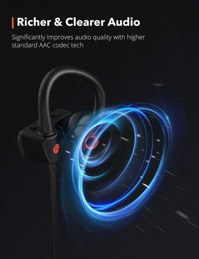 Alt view image 4 of 12 - Wireless headphones,  Bluetooth Headphones 13 Hours Playtime Bluetooth 5.0 Sport Earphones IPX7 Waterproof Wireless Earbuds Built-in Microphone Ear Hooks