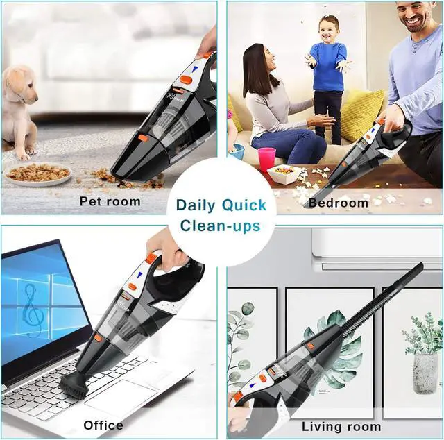 Alt view image 7 of 7 - Handheld Vacuum, 7Kpa Powerful Cyclonic Suction Wet & Dry Vacuum Cleaner, Cordless Handheld Vacuum with Stainless Steel HEPA Filter, Rechargeable Portable Handheld Vac with Lithium Battery
