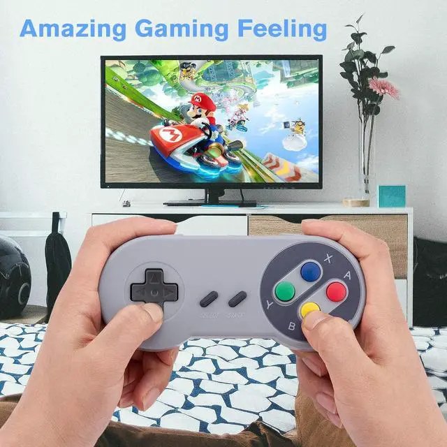Alt view image 5 of 7 - Game Controller, SNES Retro USB Controller, Classic Gamepad Joystick, PC Super Classic Joypad Gamestick for PC, Raspberry Pi, Windows MAC Liunx, Android GP100 (Grey, 2 Packs)