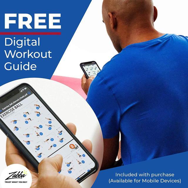 Alt view image 7 of 7 - Exercise Ball (Multiple Sizes) for Fitness, Stability, Balance & Yoga - Workout Guide & Quick Pump Included - Anti Burst Professional Quality Design