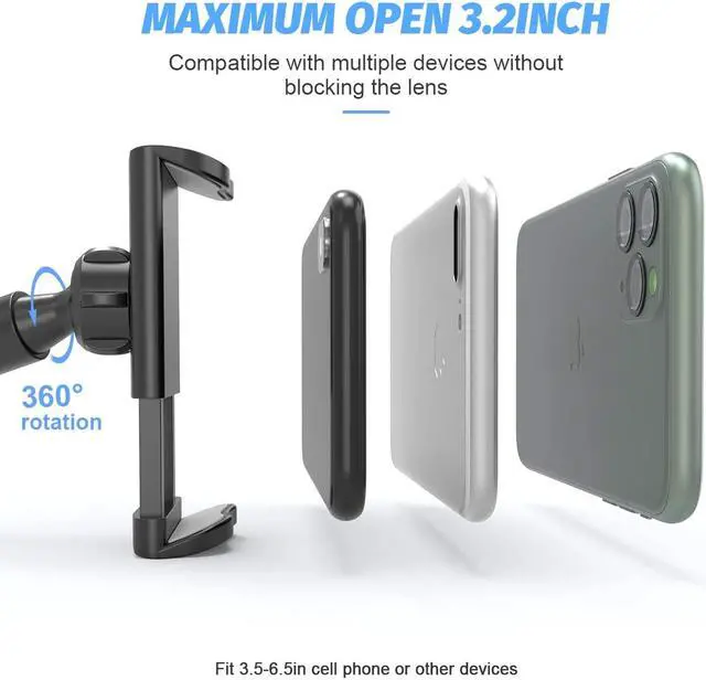 Alt view image 3 of 7 - Stainless Steel Gooseneck Cell Phone Holder, Universal 360° Flexible Mobile Phone Stand | Lazy Arm Holder Clamp Mount Bracket Bed Dock for 11 Pro Max Xs X XR 8 Plus S20 S10 Note 20 Note 10
