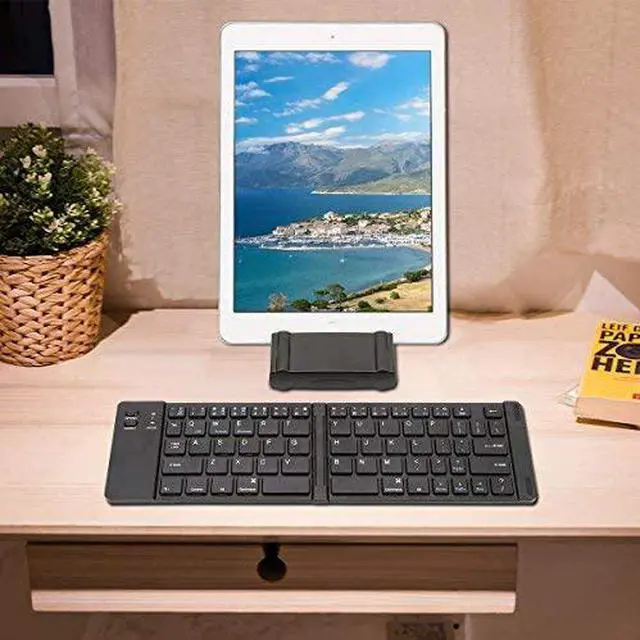 Alt view image 3 of 3 - Foldable Bluetooth Keyboard, IKOS Ultra Slim Mini BT Folding Keyboard Compatible for iPhone X 8 7 6S 6 Plus, iPad Mini/Pro/Air, Samsung and All Other Android Smartphones/Tablets and Windows (Black)