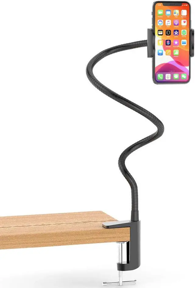 Main image of Stainless Steel Gooseneck Cell Phone Holder, Universal 360° Flexible Mobile Phone Stand | Lazy Arm Holder Clamp Mount Bracket Bed Dock for 11 Pro Max Xs X XR 8 Plus S20 S10 Note 20 Note 10