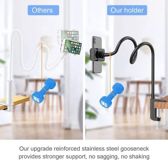 Alt view image 4 of 7 - Stainless Steel Gooseneck Cell Phone Holder, Universal 360° Flexible Mobile Phone Stand | Lazy Arm Holder Clamp Mount Bracket Bed Dock for 11 Pro Max Xs X XR 8 Plus S20 S10 Note 20 Note 10