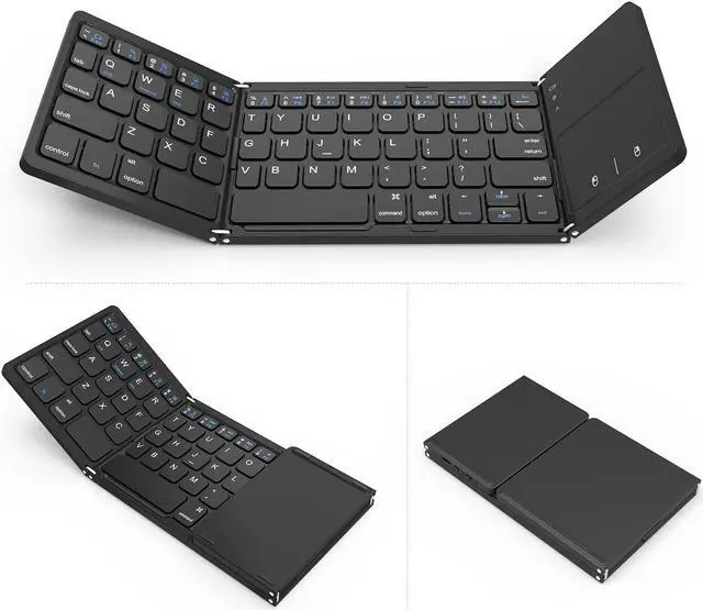 Alt view image 5 of 7 - Foldable Bluetooth Keyboard, Jelly Comb Dual Mode Bluetooth & USB Wired Rechargable Portable Mini BT Wireless Keyboard with Touchpad Mouse for Android, Windows, PC, Tablet-Black